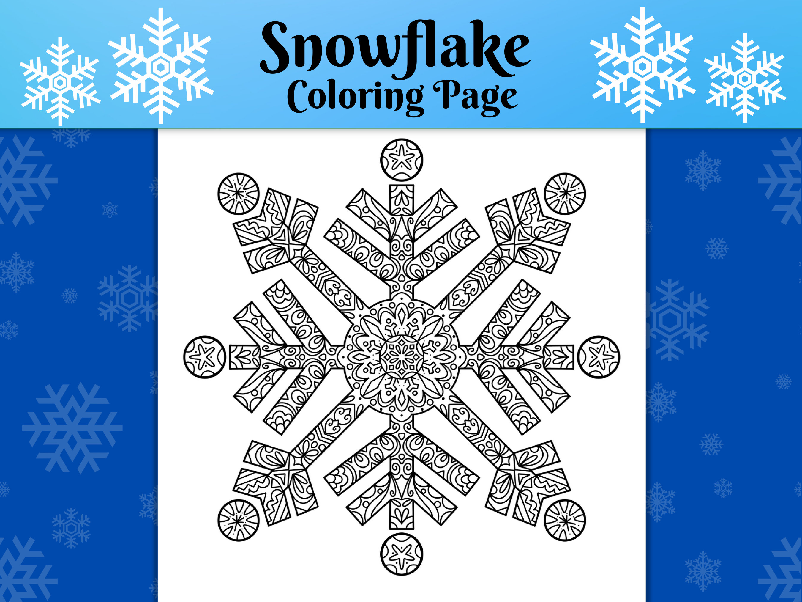 Christmas coloring page snowflake coloring page winter coloring page snowflake printable adult coloring page
