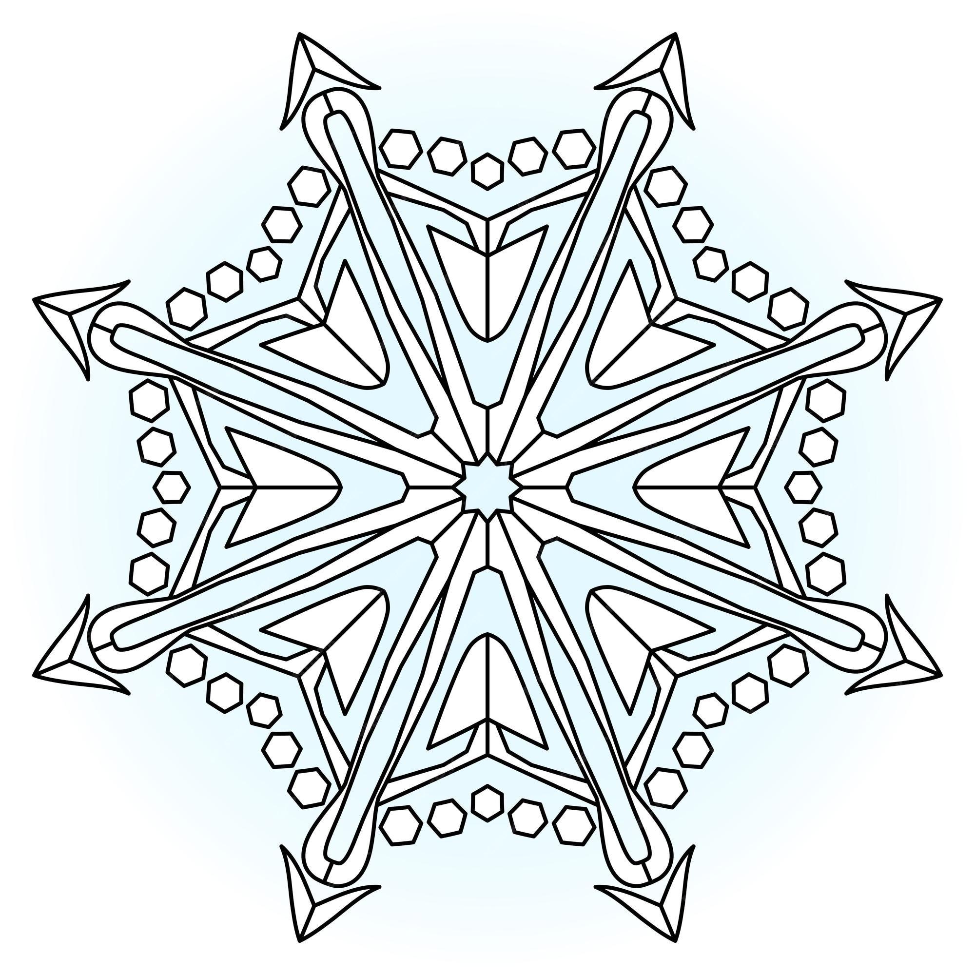 Premium vector snowflake coloring book page merry christmas and happy new year coloring book page children and adults coloring with snowflake white background black outline vector stock illustration