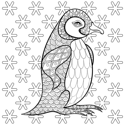 Penguin with snowflakes coloring page decal â