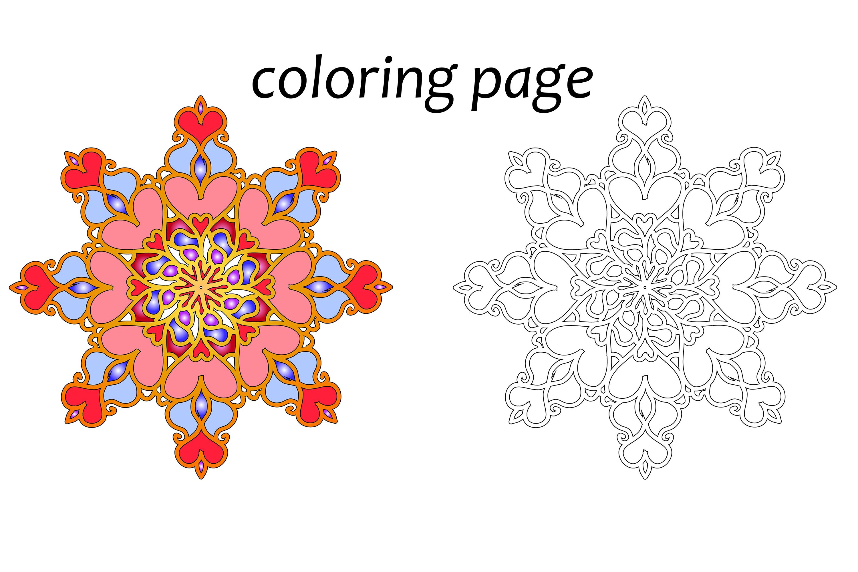 Snowflake coloring page for adults vector illustration