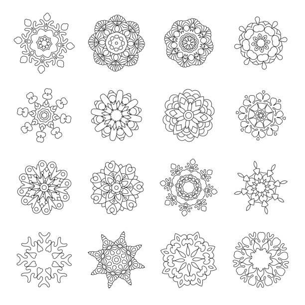 Snowflake coloring page stock illustrations royalty