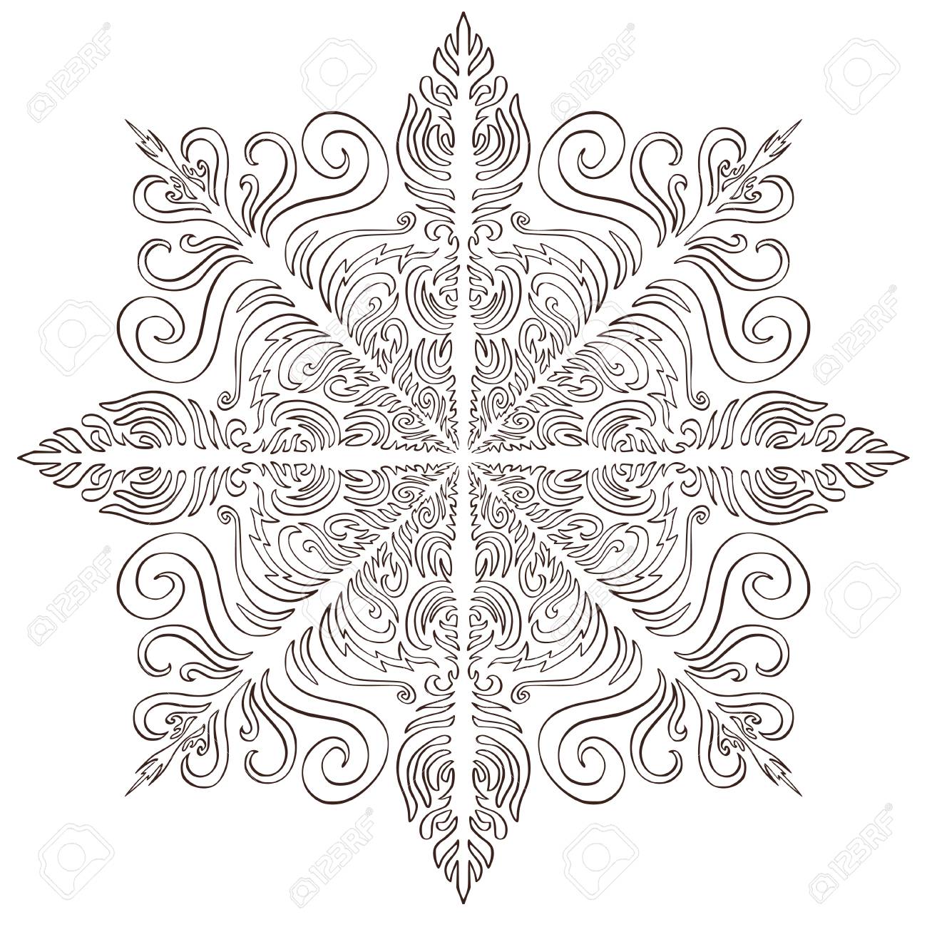 Snowflake christmas illusration adult coloring page or temporary tattoo creative new year snowflake print royalty free svg cliparts vectors and stock illustration image