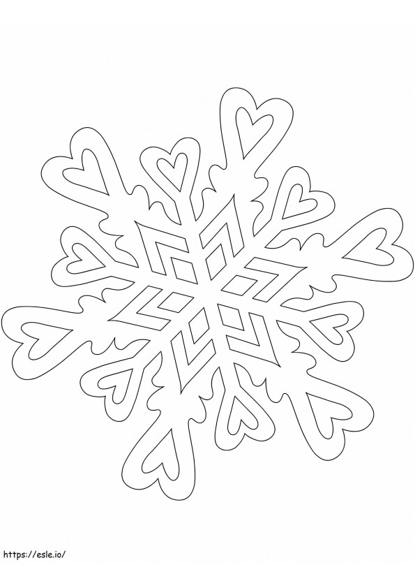 Snowflake pattern with hearts coloring page