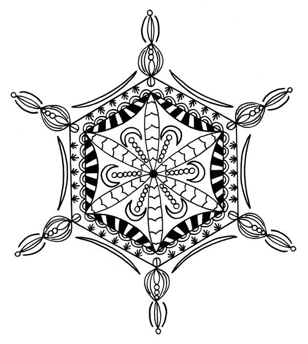 Bejeweled snowflake adult coloring page