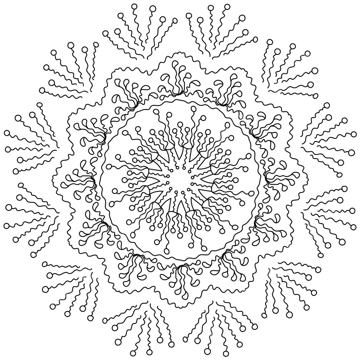 Abstract antistress mandala snowflake coloring page with round motifs vector ornament adult decor png and vector with transparent background for free download