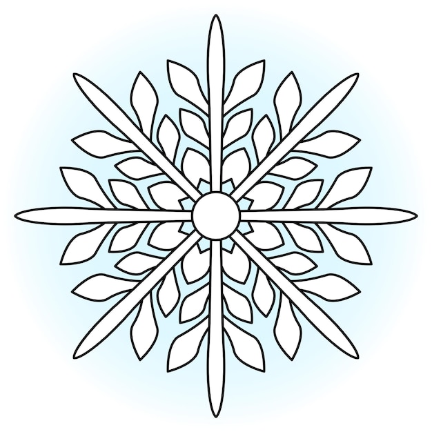 Premium vector snowflake coloring book page merry christmas and happy new year coloring book page children and adults coloring with snowflake white background black outline vector stock illustration