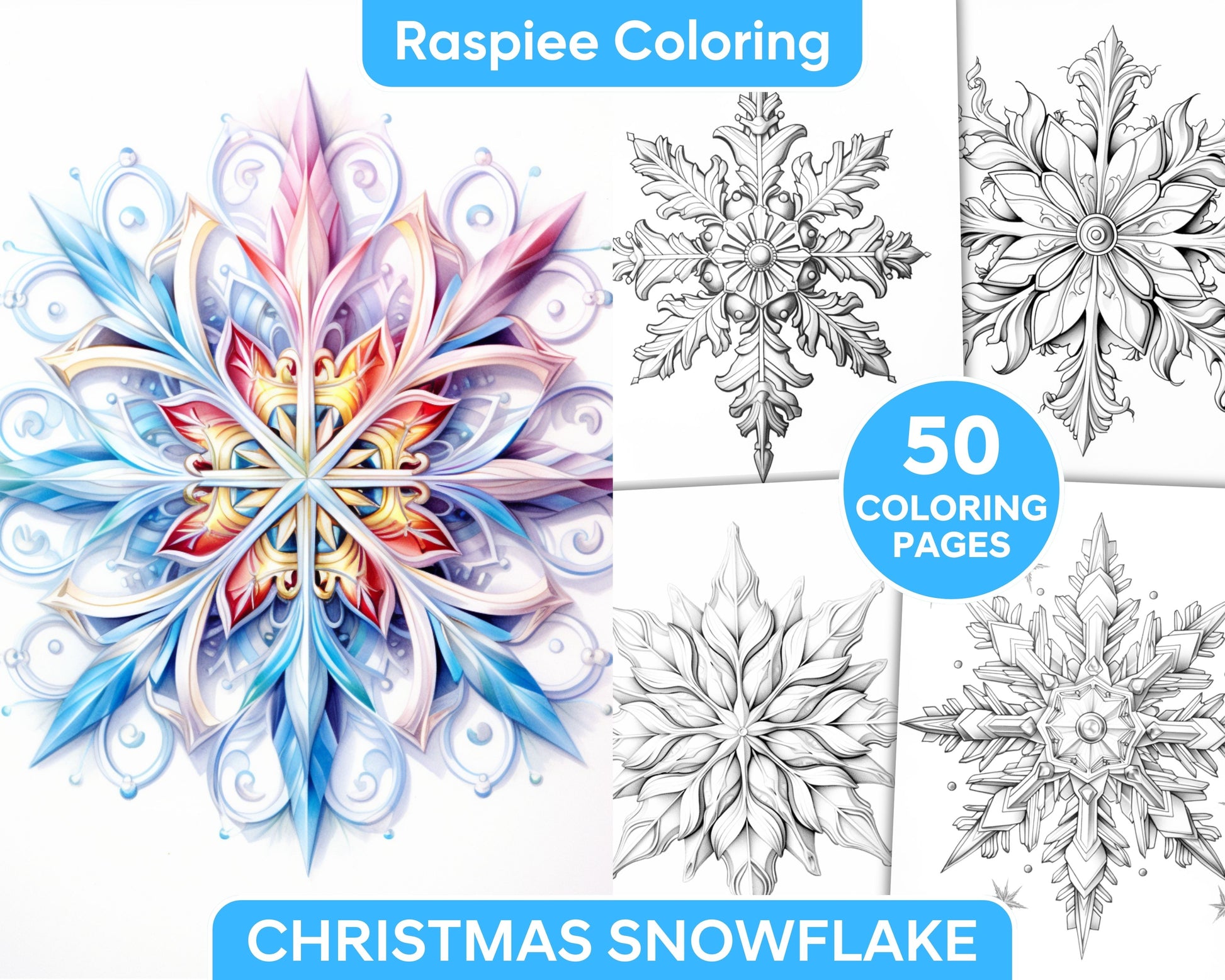 Christmas snowflake grayscale coloring pages for adults printable â coloring