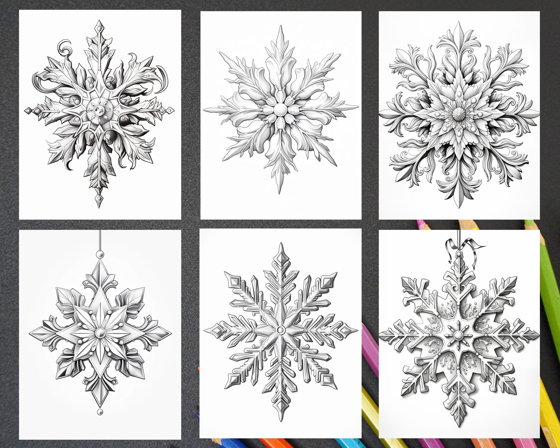 Christmas snowflake grayscale coloring pages for adults printable â coloring