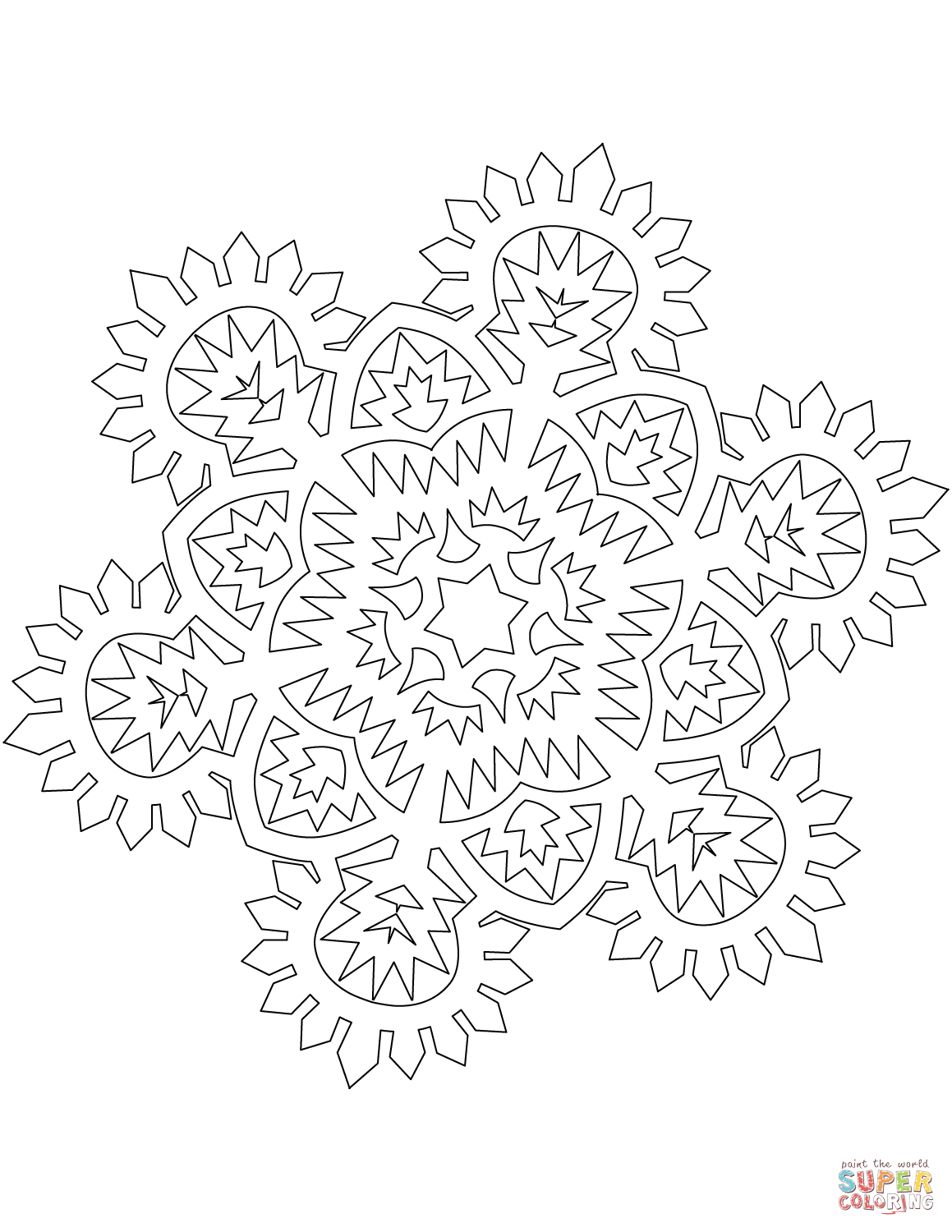 Flashing snowflake coloring page free printable coloring pages
