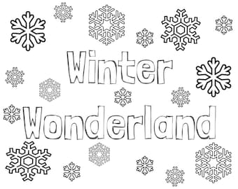 Printable winter wonderland snowflake coloring page worksheet