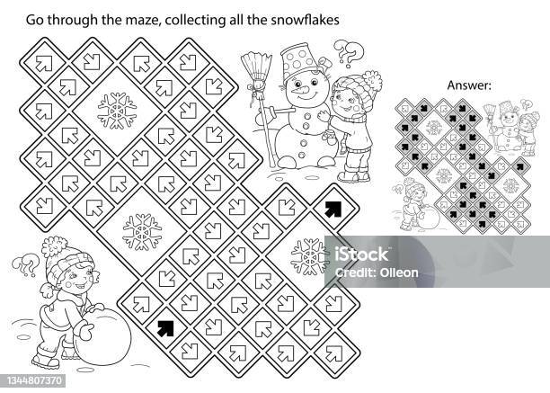 Maze or labyrinth game puzzle coloring page outline of cartoon squirrel with nuts coloring book for kids stock illustration
