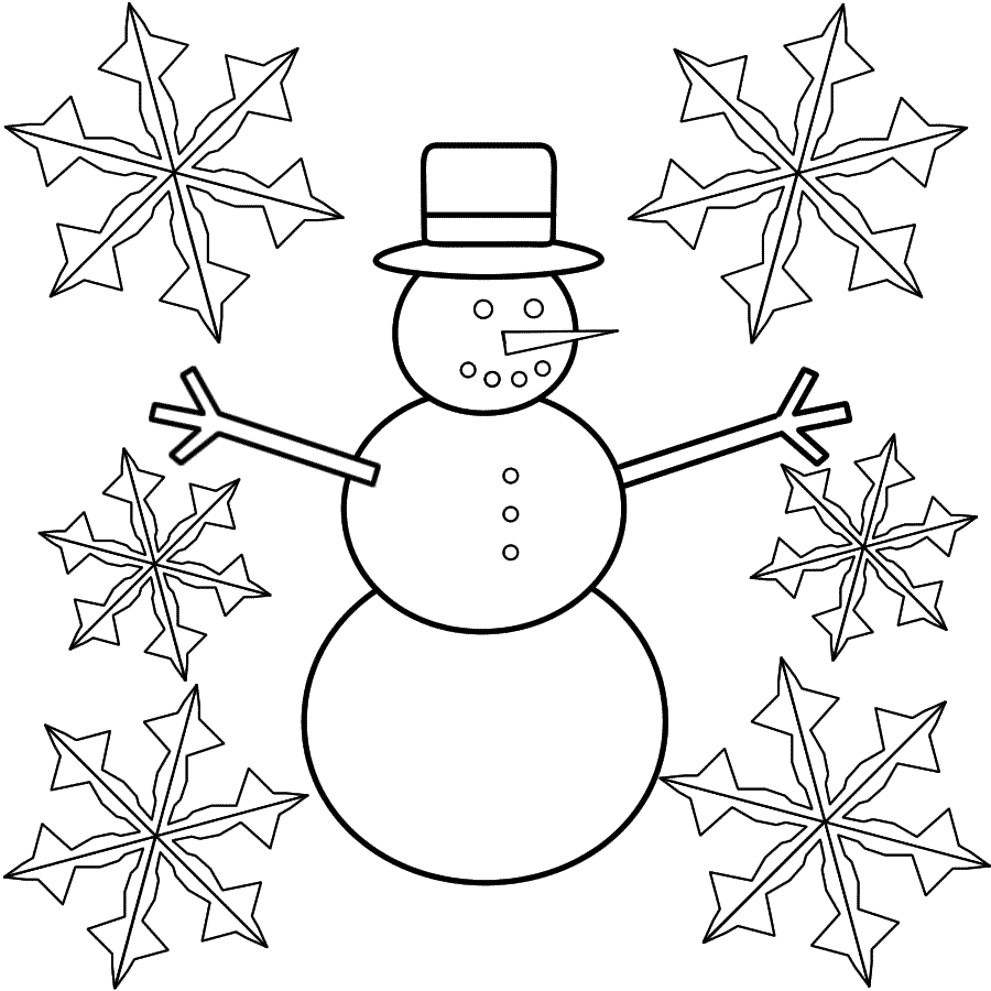 Snowman with snowflakes