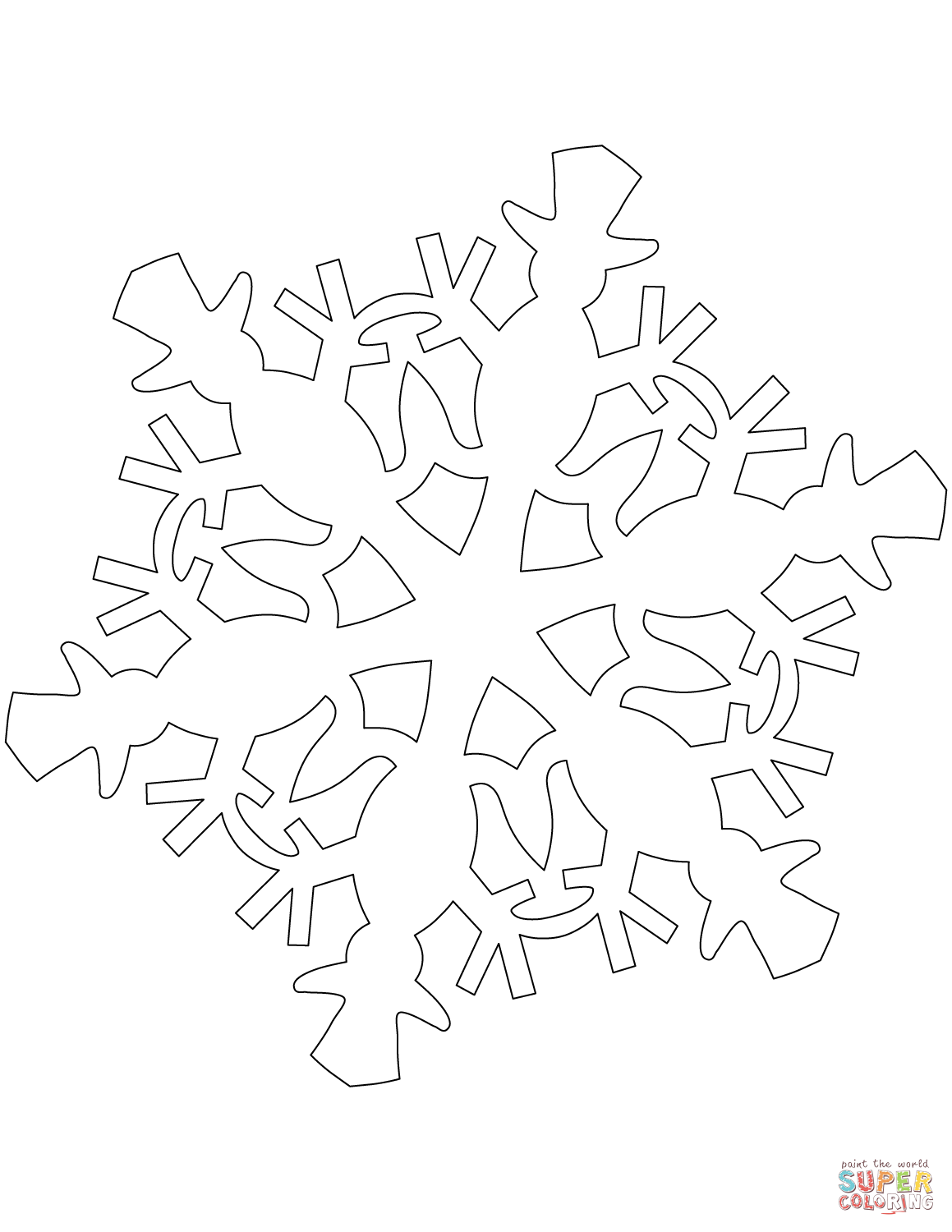 Snowflake pattern with snowman coloring page free printable coloring pages