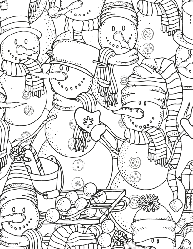 Free snowflake and snowman coloring pages