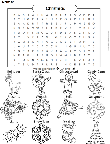 Christmas word search teaching resources