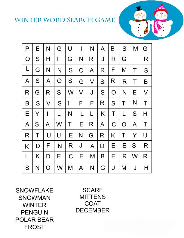 Winter word search