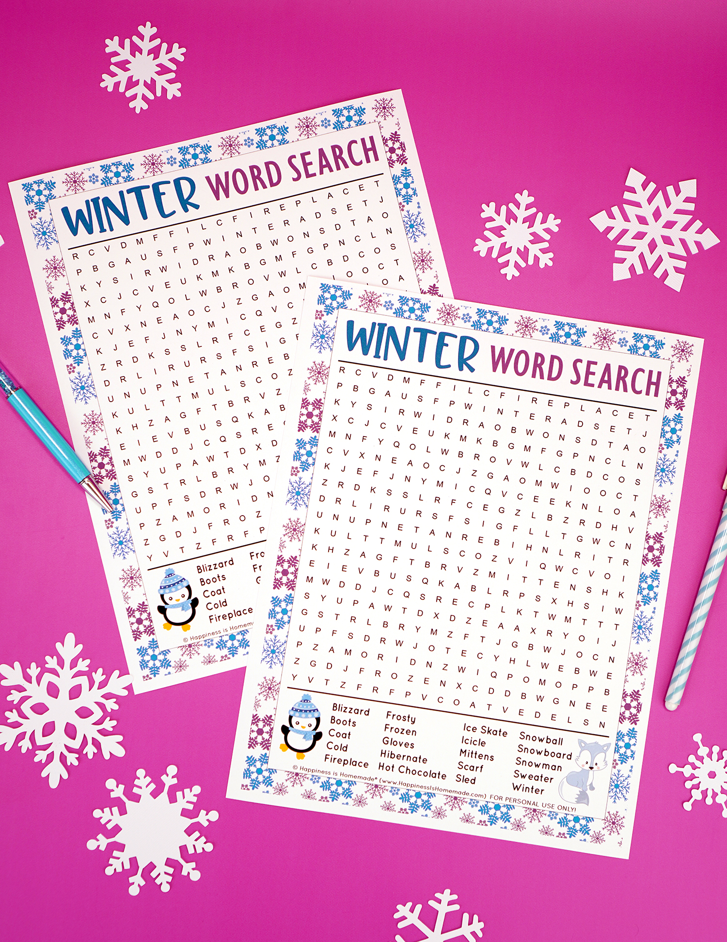 Winter word search printable more