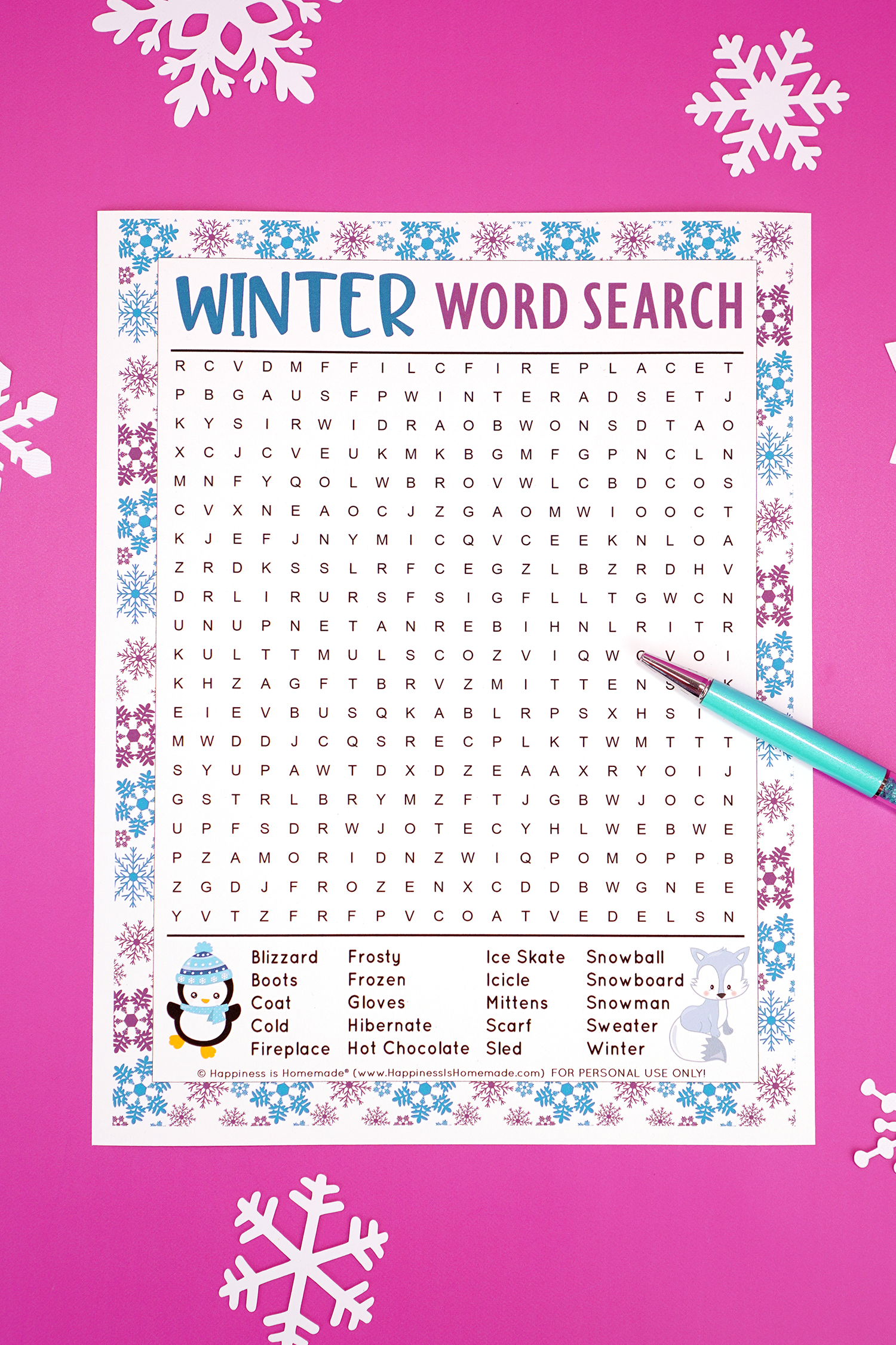 Winter word search printable more