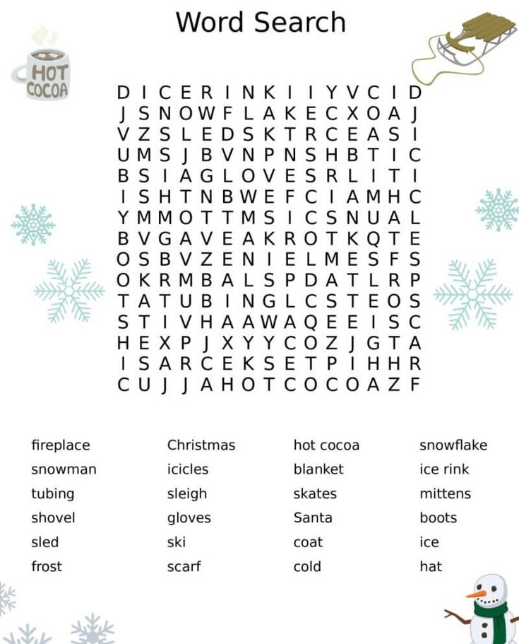 Winter word search
