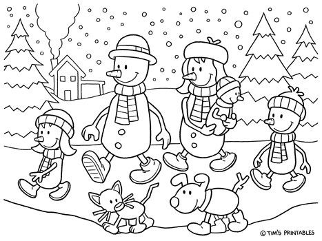 Snowman family coloring page â tims printables family coloring pages family coloring christmas coloring pages