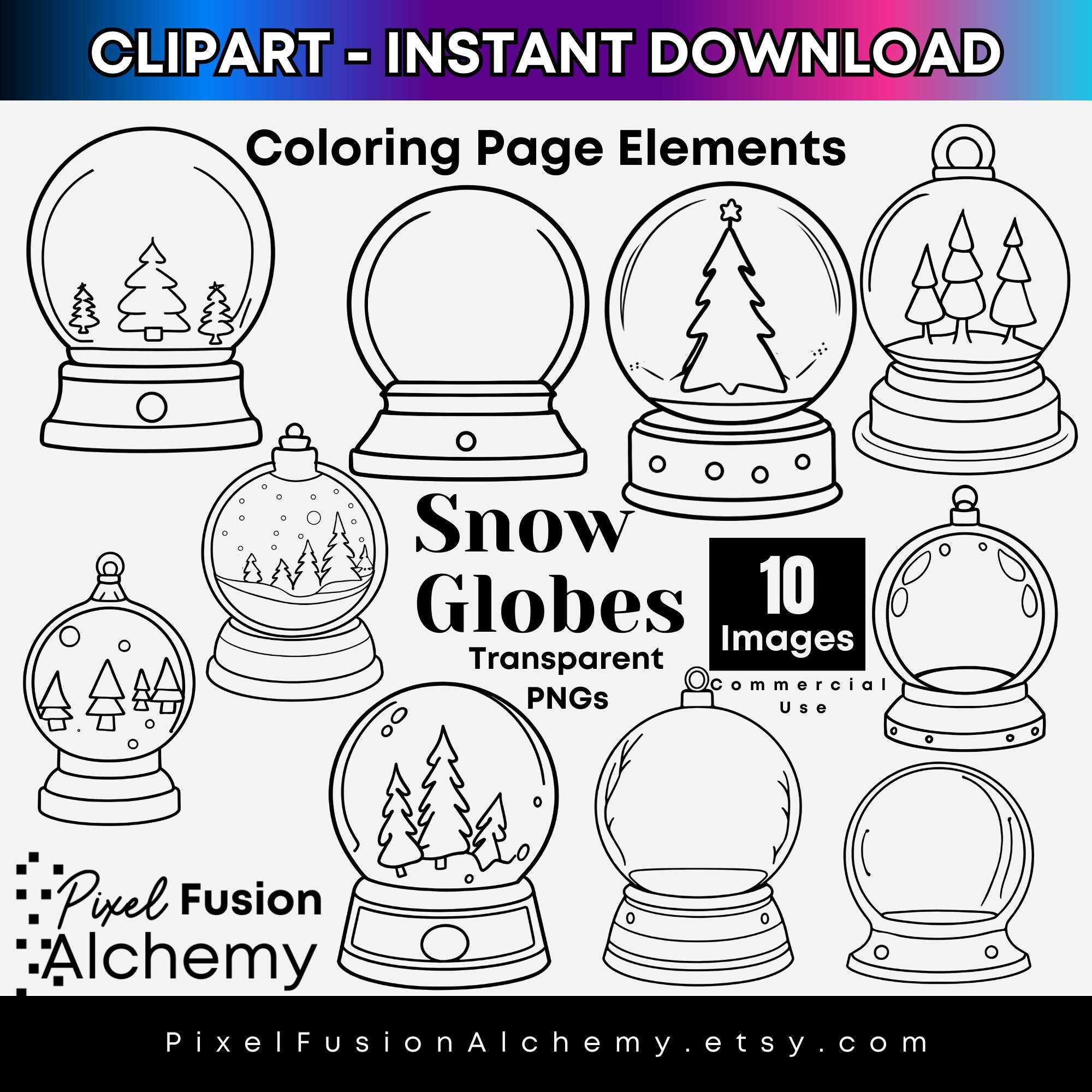 Christmas snow globes png outline transparent png coloring
