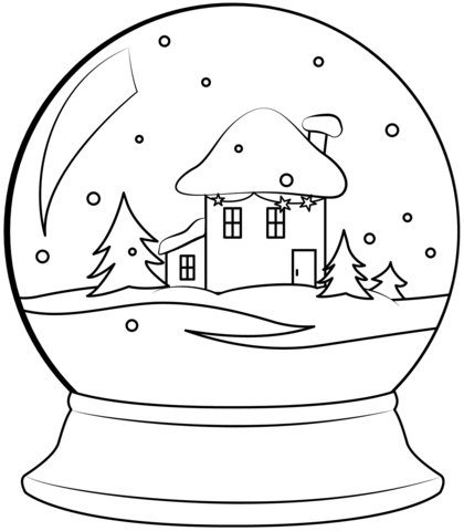 Christmas snow globe coloring page free printable coloring pages