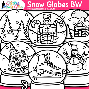 Christmas snow globe clipart snowman tree sleigh clip art black white png