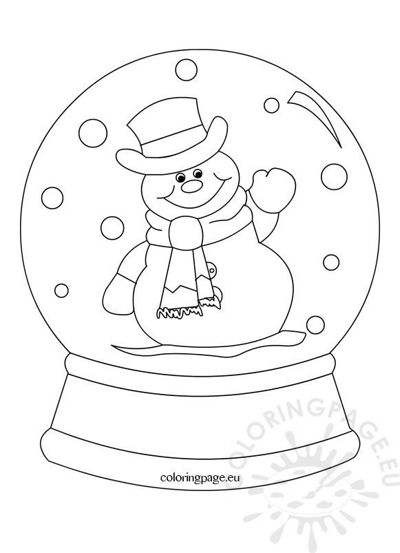 Snowglobe clipart black and white coloring page