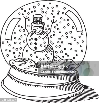 Snow globe snowman drawing high