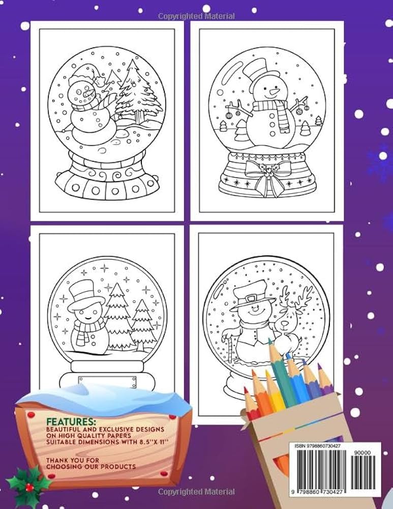 Christmas snow globe coloring book gives that christmas joy and excitement with fantastic illustrations of snow houses in globe for relaxation and stress relief jh noah charlotte books