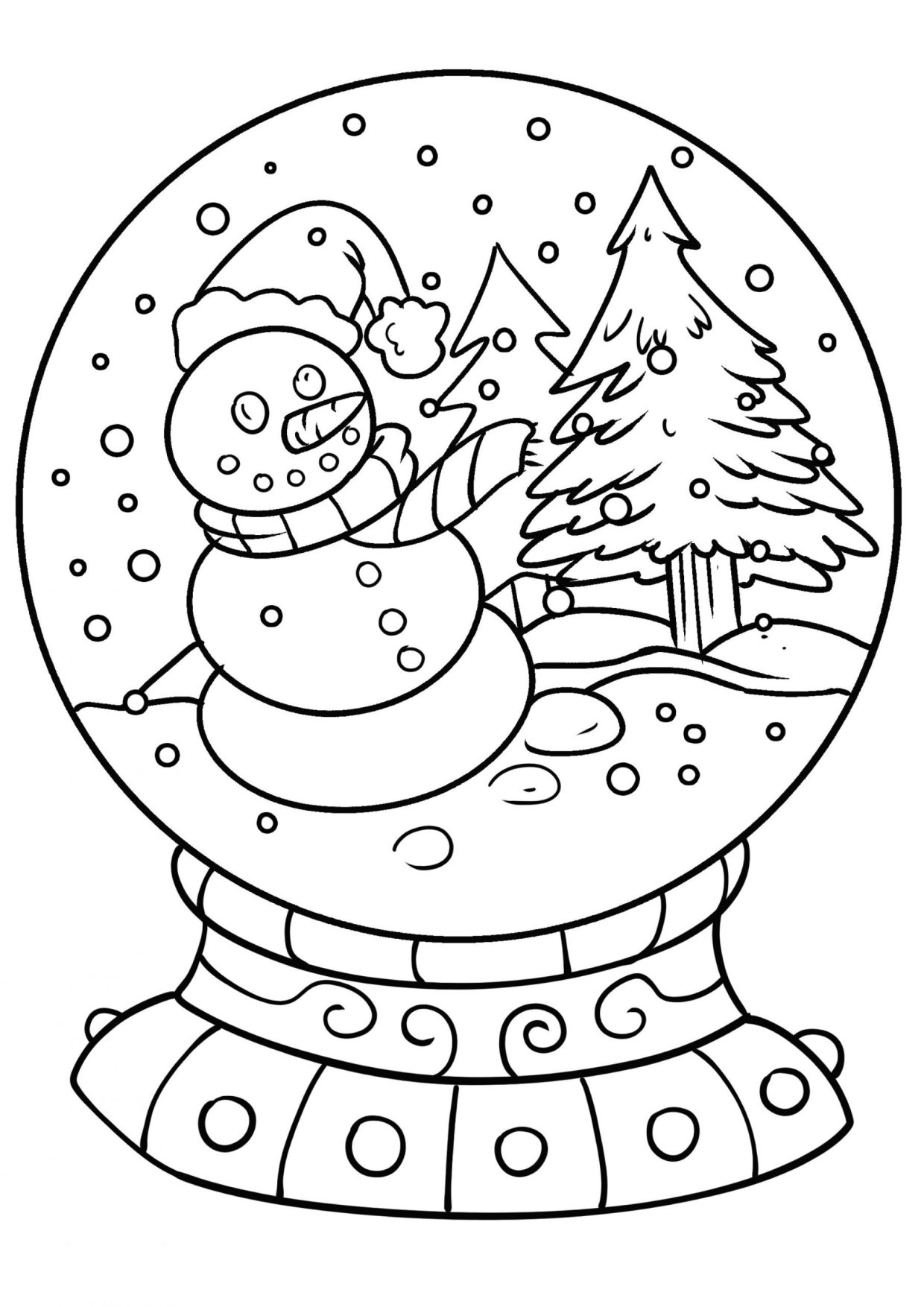 Fun and easy snowglobe coloring pages for kids free printable