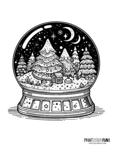 Snow globe clipart coloring pages for a magical holiday season at