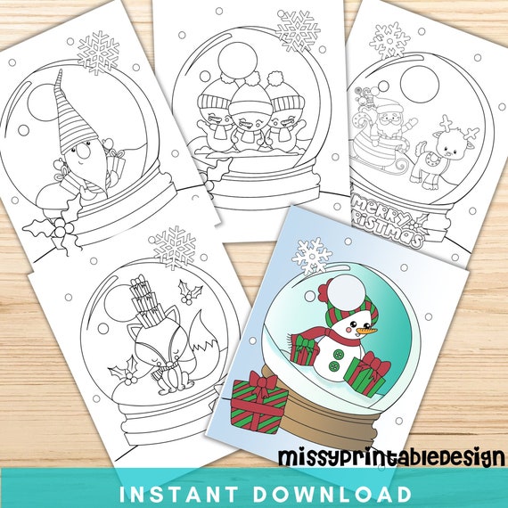 Snow globe coloring pages printable christmas coloring pages christmas party activity holiday coloring pages kids coloring pages