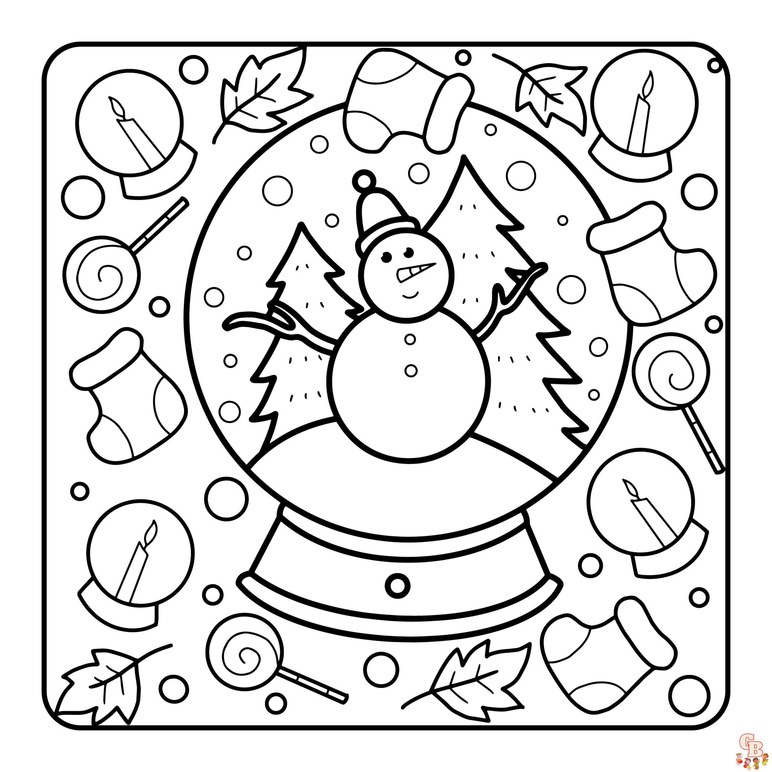 Fun and easy snowglobe coloring pages for kids free printable
