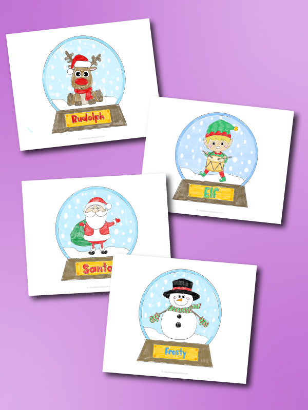 Snow globe coloring pages for kids freebie