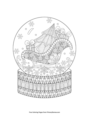 Sleigh inside snow globe coloring page â free printable pdf from