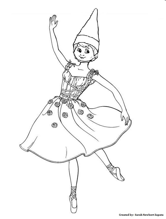 Ballet dancer elf santa coloring pages elf girl elf