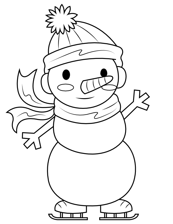 Printable skating snowman coloring page