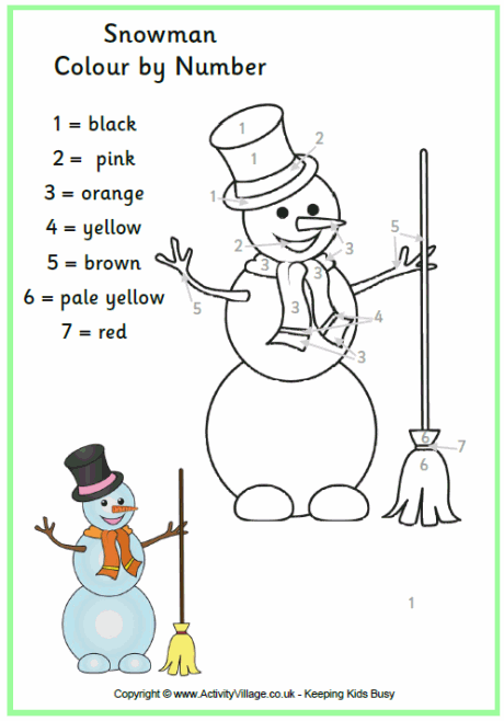 Snowman lour by numbers christmas lor by number christmas lors winter kindergarten activities