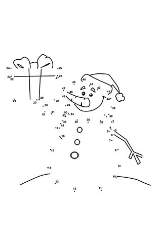 Happy snowman dot to dot free printable coloring pages