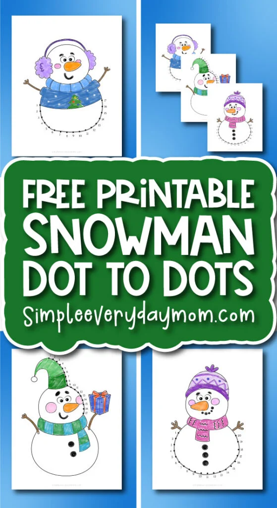 Snowman dot to dot printables for kids freebie
