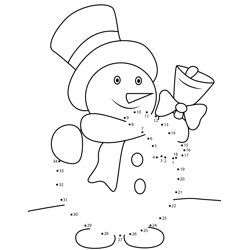 Snowman with bell dot to dot printable worksheet