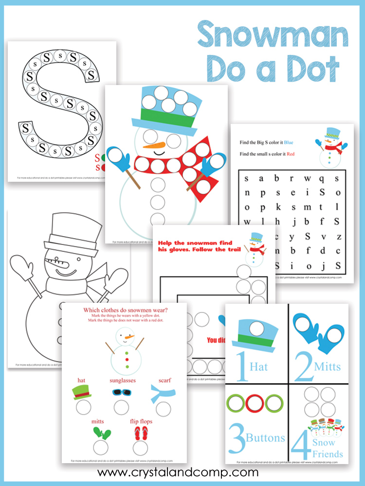 Snowman do a dot printables for preschoolers