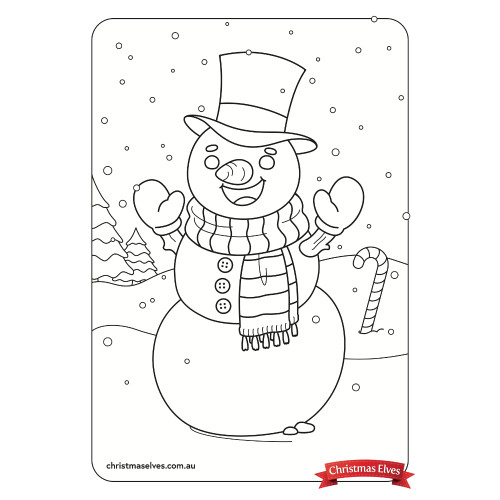 Printable christmas snowman colouring page
