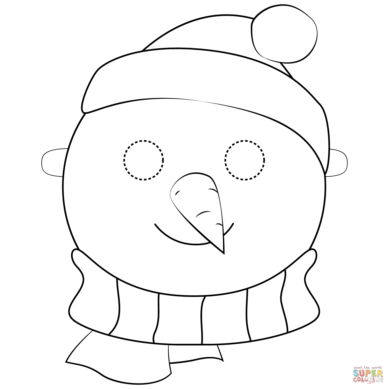 Snowman mask coloring page free printable coloring pages