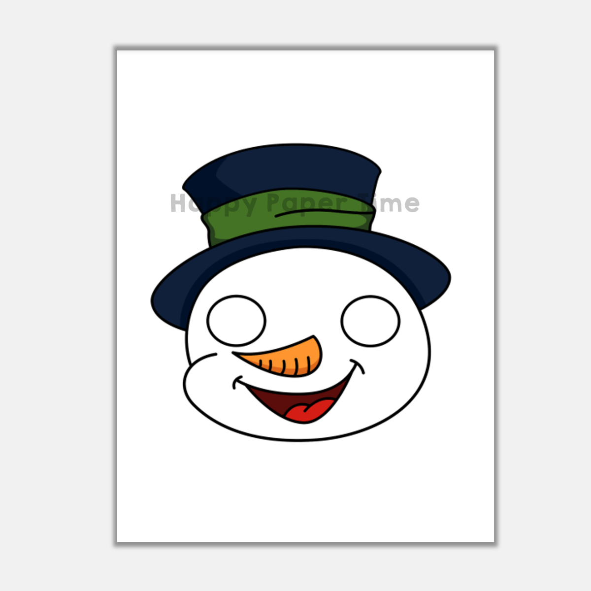 Snowman paper mask printable christmas costume craft activity winter made by teachers