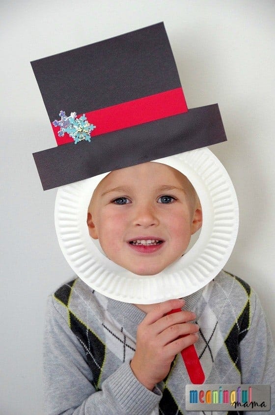 Snowman paper plate masks