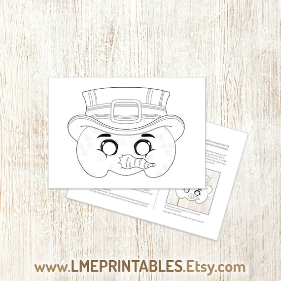 Snowman coloring mask printable halloween costume christmas party snow man activity book birthday school church theater winter crafts kids