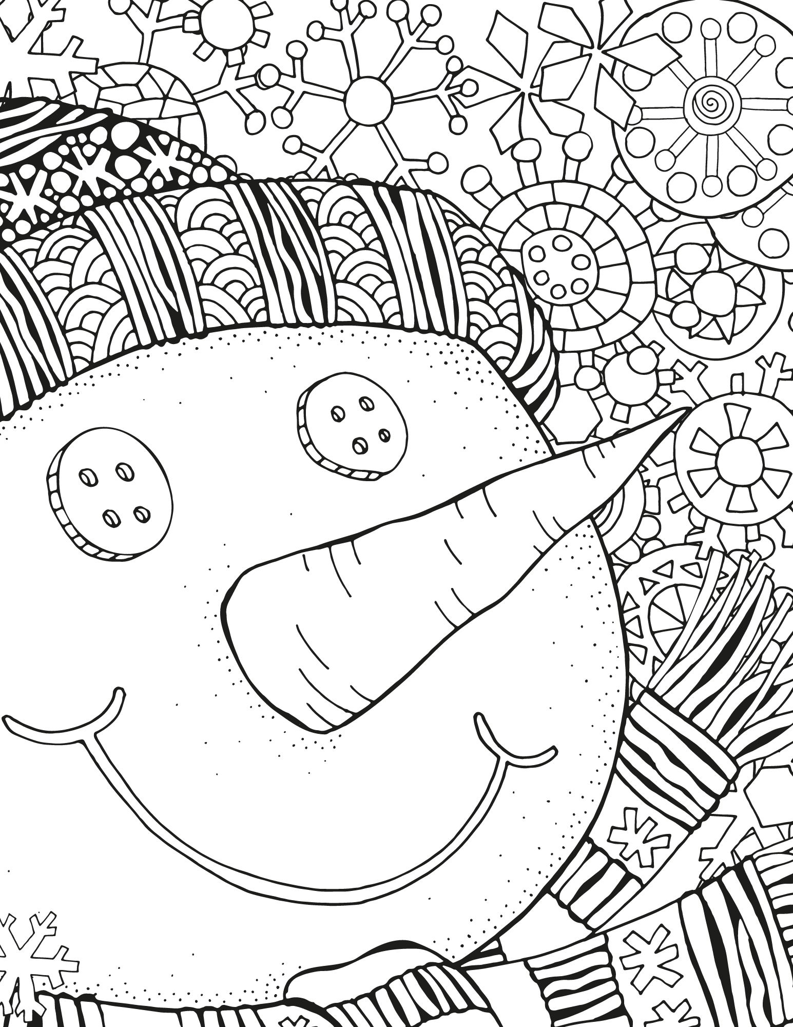 Cute snowman coloring pages for kids and adults