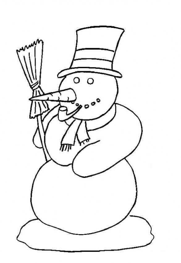 Snowman for kids coloring page